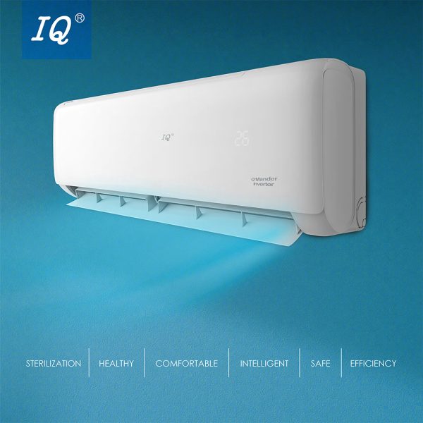 IQ-Mander midwall inverter split air conditioner with built-in Wi-Fi and R410A refrigerant, designed for energy-efficient cooling and heating in South Africa.